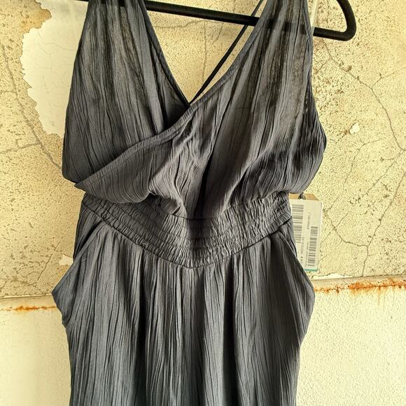 PrAna Fernie Jumpsuit Black Crinkle V-Neck Travel Lounge Romper XS Sustainable - Picture 2 of 5